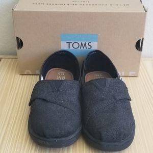 Black Glimmer Glitter Tiny Toms Kids Sz 10